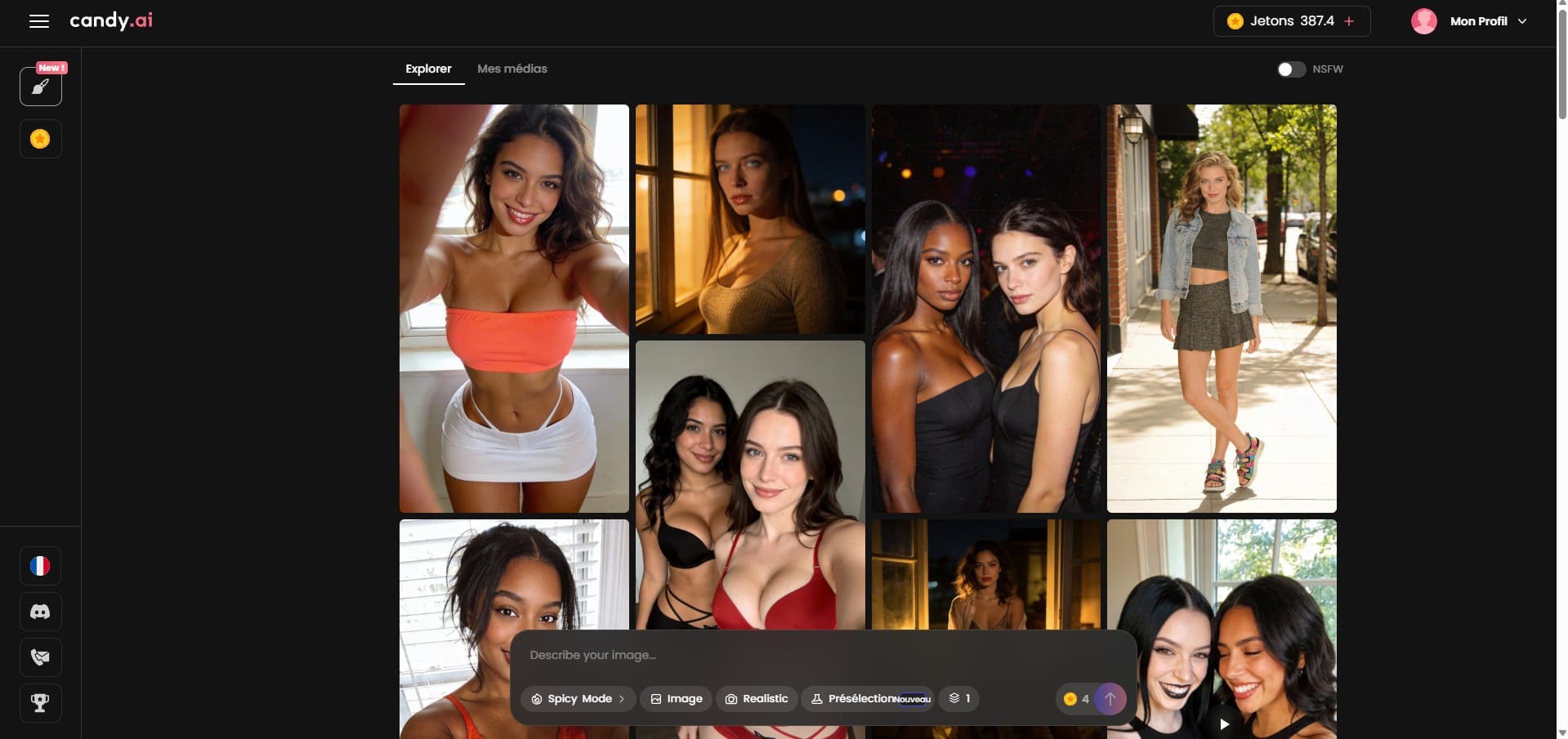 Candy AI review — interface beeldcreatie