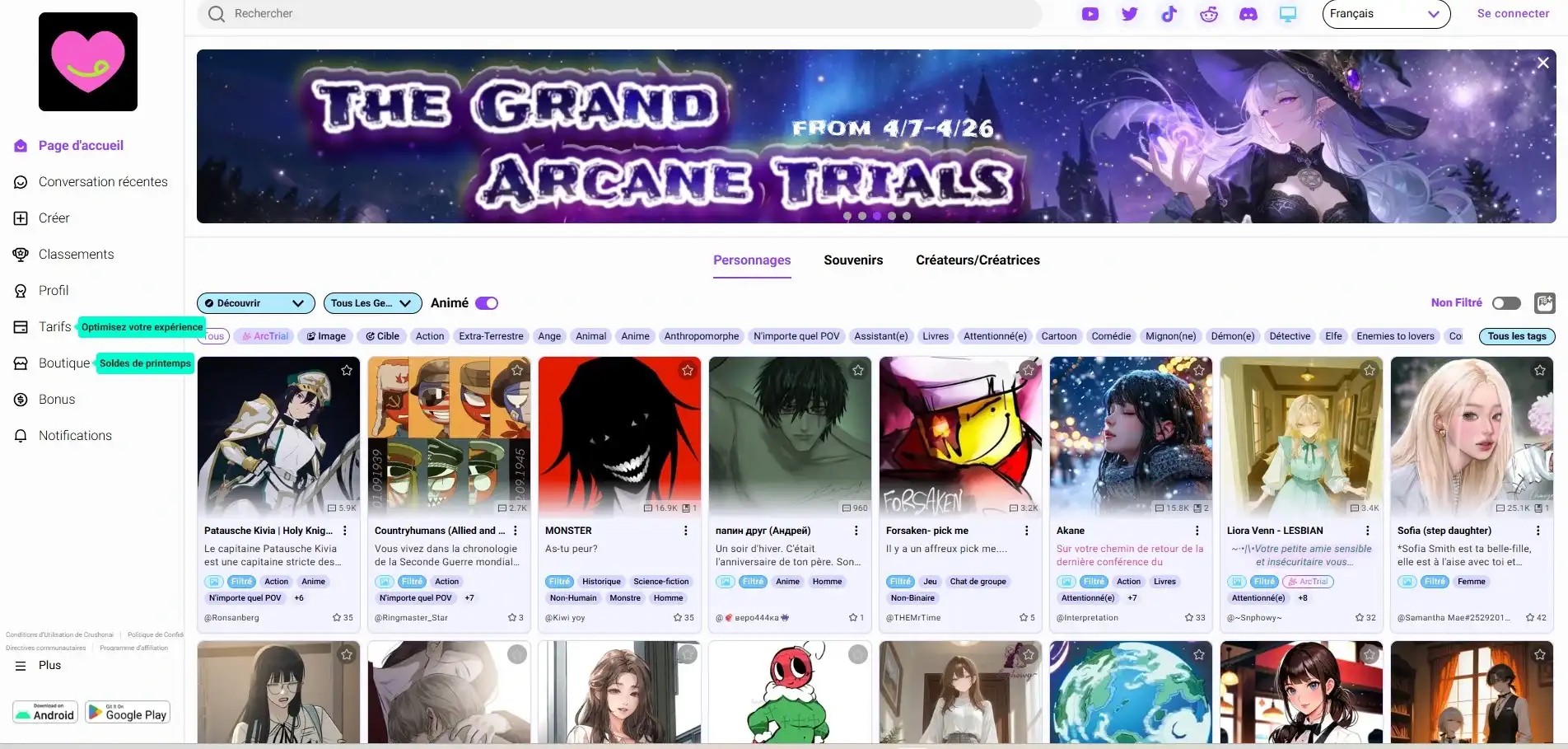 CrushOn AI review — personagecatalogus en massieve community