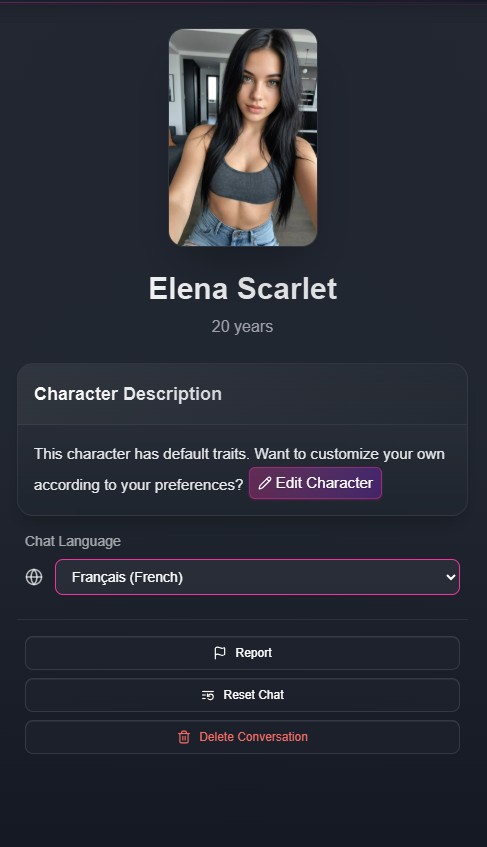 FlirtCam.AI review — taalkeuze per personage, Nederlands beschikbaar