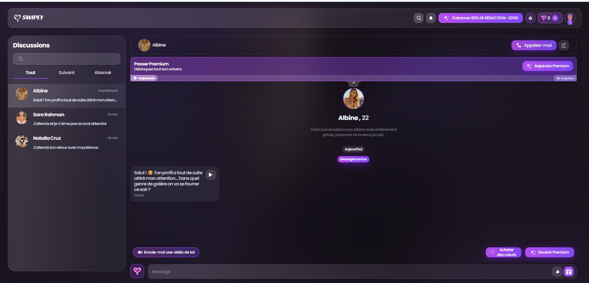 Swipey AI review — Franstalig gespreksinterface