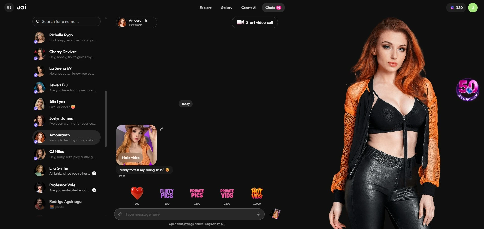 Amouranth's officiële profiel op joi.com
